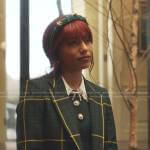 Monet’s green plaid dress and blazer on Gossip Girl