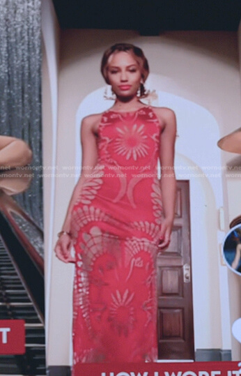 Monet’s red cutout maxi dress on Gossip Girl