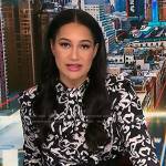 Morgan’s black print tie neck blouse on NBC News Daily