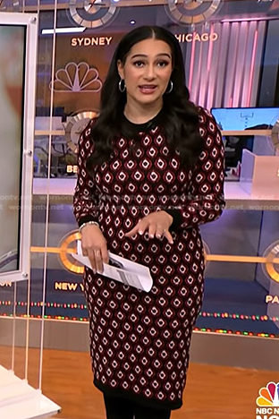 Morgan’s black printed knit dress on NBC News Daily