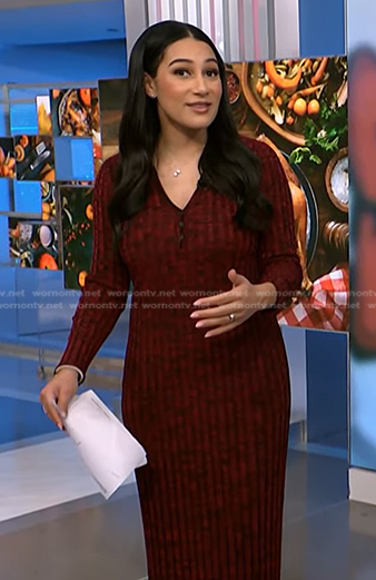 Morgan’s red ribbed space dye dress on NBC News Daily