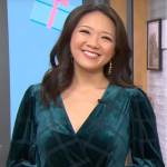 Nancy Chen’s green velvet wrap dress on CBS Mornings