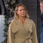 Nicole’s beige wrap trench coat on Days of our Lives