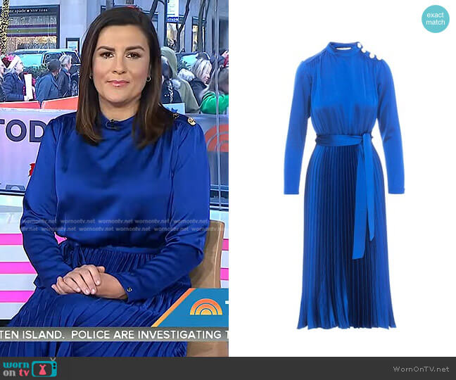 WornOnTV: Kate Andersen Brower’s blue pleated satin dress on Today ...