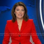 Norah’s red peplum blazer on CBS Evening News