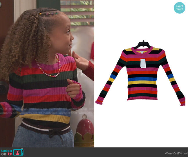 Nordstrom Stripe Ribbed Sweater worn by Alice Baxter (Mykal-Michelle Harris) on Ravens Home