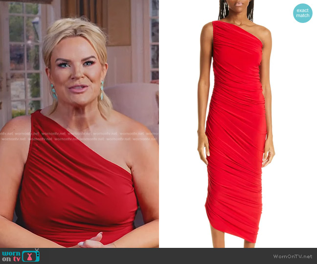 Norma Kamali Diana Asymmetric One-Shoulder Midi Dress worn by Heather Gay on The Real Housewives of Salt Lake City