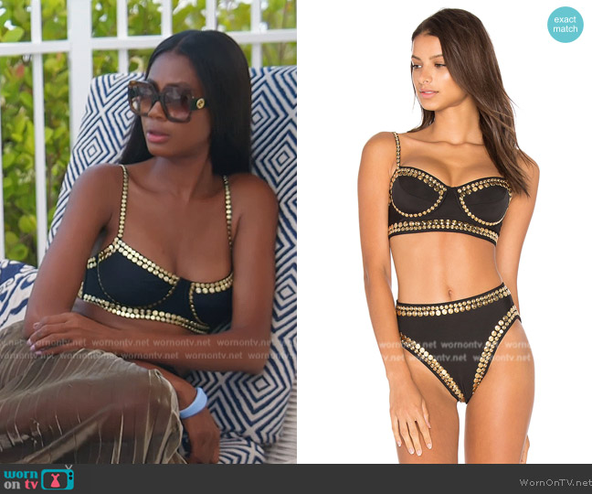 Norma Kamali Stud Underwire Bikini Top worn by Kiki Barth (Kiki Barth) on The Real Housewives of Miami