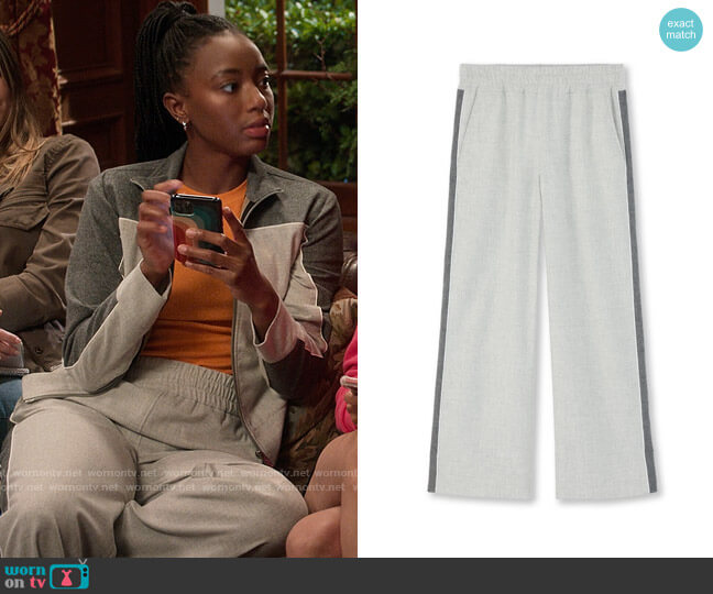 On This Day Wide Leg Track Pant worn by Whitney Chase (Alyah Chanelle Scott) on The Sex Lives of College Girls