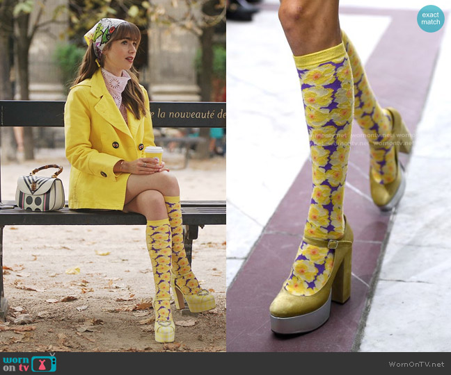 Paul & Joe Sunflower Socks worn by Emily Cooper (Lily Collins) on Emily in Paris