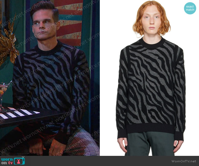PS by Paul Smith Zebra Stripe Sweater worn by Leo Stark (Greg Rikaart) on Days of our Lives