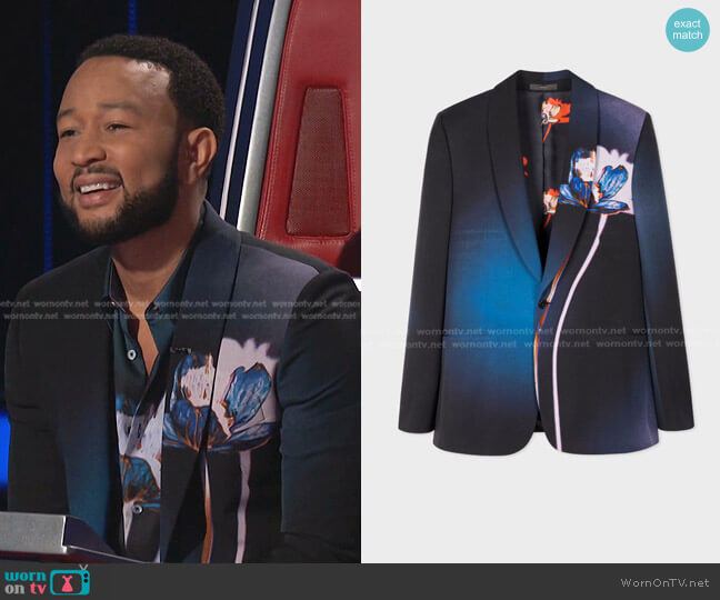 Paul Smith Shadow Floral Blazer worn by John Legend on The Voice