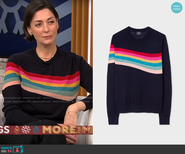 Paul Smith Swirl Stripe Sweater worn by Mary McCartney on CBS Mornings
