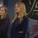 Phyllis’s navy jumpsuit with cutouts on The Young and the Restless
