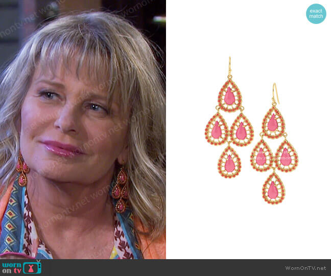 Stella & Dot Seychelles Chandelier Earrings in Pink worn by Bonnie Lockhart (Judi Evans) on Days of our Lives