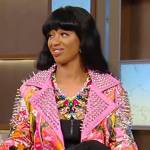 The Womack Sister’s pink floral studded moto jacket on Tamron Hall Show