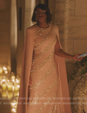 Pink embellished cape gown on Gossip Girl