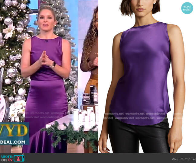 Ralph Lauren Satin Bow-Back Sleeveless Top worn by Sara Haines on The View