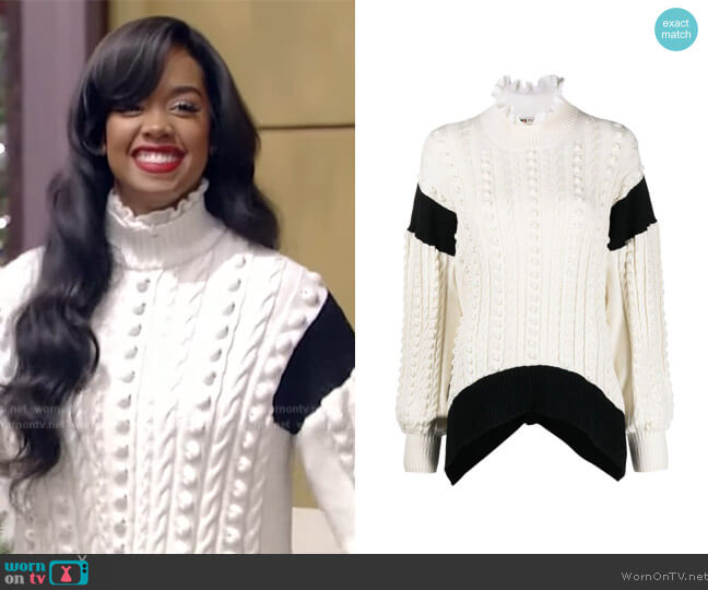 Ports 1961 Two-tone Knit Jumper worn by Gabriella Wilson on Live with Kelly and Ryan