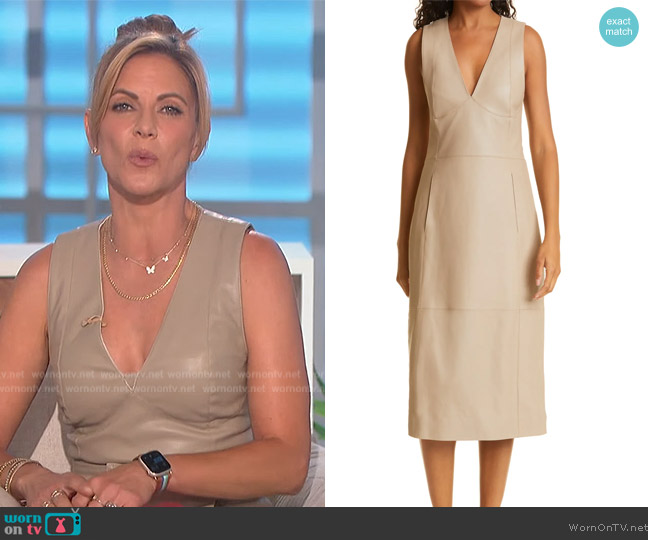 Proenza Schouler V-Neck Faux Leather Dress worn by Natalie Morales on The Talk