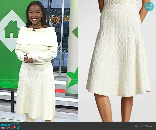 Ralph Lauren Multi-Cable Wool-Cashmere A-Line Skirt worn by Makho Ndlovu on Today
