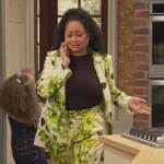 Raven’s green floral print blazer and pants on Ravens Home