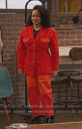 Raven's red two-tone denim jacket on Ravens Home