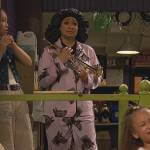 Raven’s lavender dog print pajamas on Ravens Home