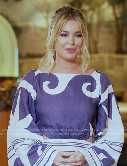Rebecca's purple wave print dress on The Real Love Boat