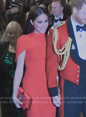 Meghan Markle's red cape dress on Harry and Meghan