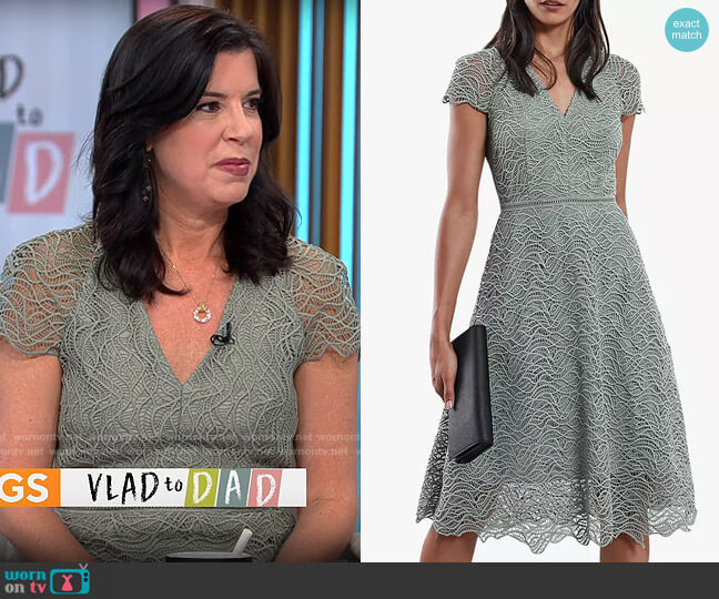 Reiss Arielle Leaf Lace Dress worn by Dr Dyan Hes on CBS Mornings