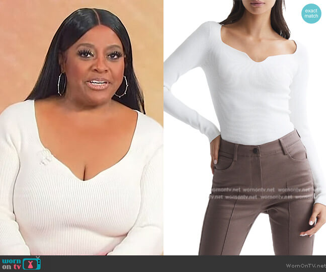 Reiss Emine Ribbed Sweetheart Sweater worn by Sherri Shepherd on Sherri