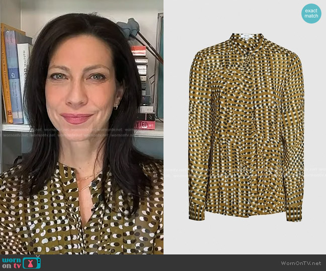 Reiss Nicole Spot Printed Blouse worn by Dr. Natalie Azar on NBC News Daily