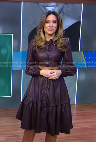 Rhiannon’s brown leather shirtdress on Good Morning America