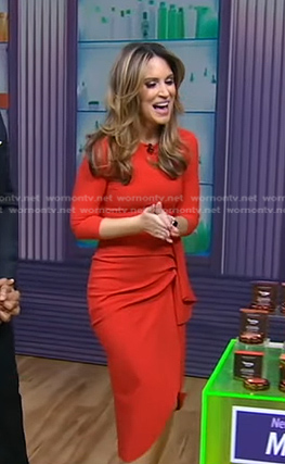Rhiannon Ally's red gathered dress on Good Morning America