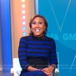 Robin’s blue and black striped ribbed dress on Good Morning America