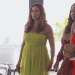 Robyn’s green smocked wide leg jumpsuit on The Real Housewives of Potomac