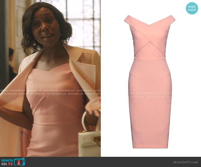 Roland Mouret Amarula Off-The-Shoulder Dress worn by Camille de Haan (Amanda Warren) on Gossip Girl