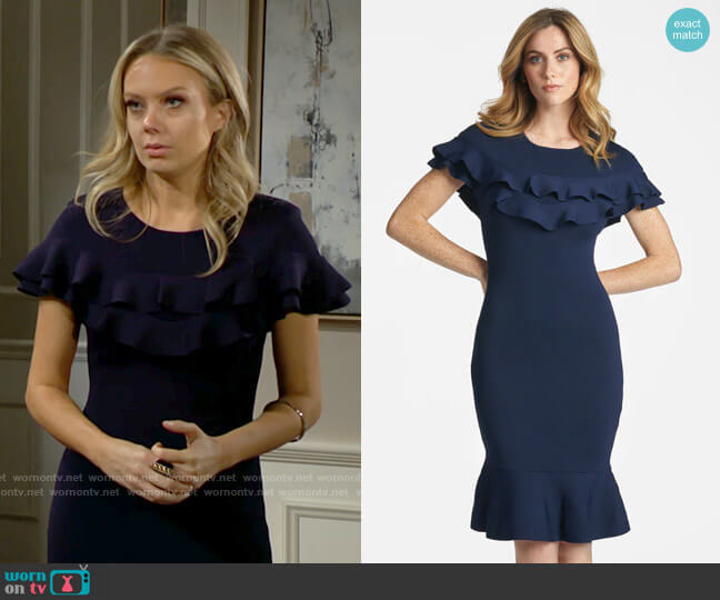 Sachin + Babi Natalie Knit Dress in Midnight worn by Abby Newman (Melissa Ordway) on The Young and the Restless