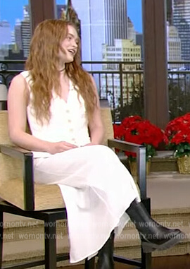 Sadie Sink's white button vest on Live with Kelly and Ryan