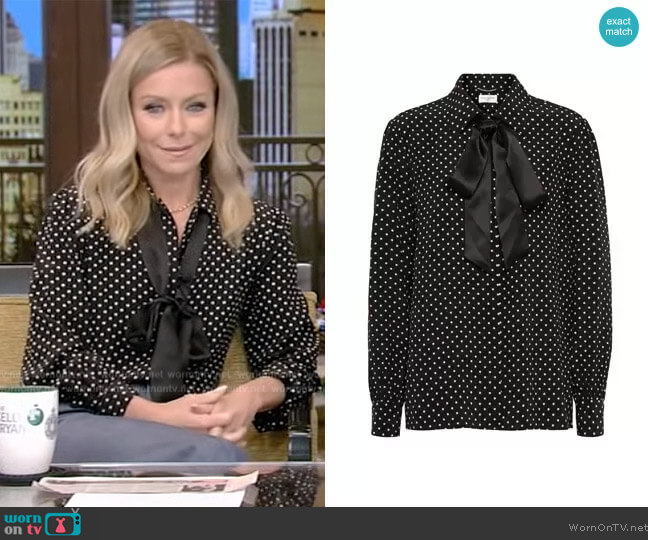WornOnTV: Kelly’s black polka dot blouse on Live with Kelly and Ryan ...