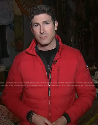 Sam Brock’s red padded jacket on Today
