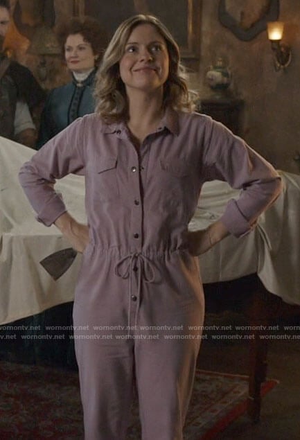 Sam's lilac purple jumpsuit on Ghosts