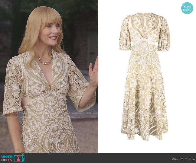 Sandro Guipure lace mid-length dress worn by (Charley Fouquet) on Emily in Paris