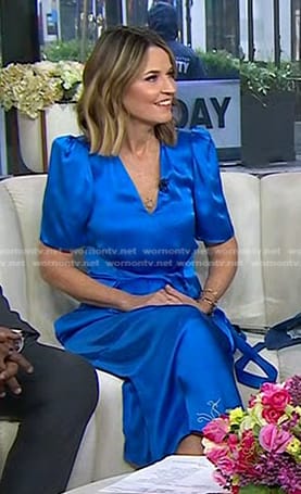 Savannah's blue tie waist dress on Today