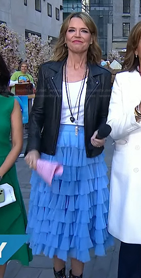 WornOnTV: Savannah’s black jacket and blue tiered tulle skirt on Today ...