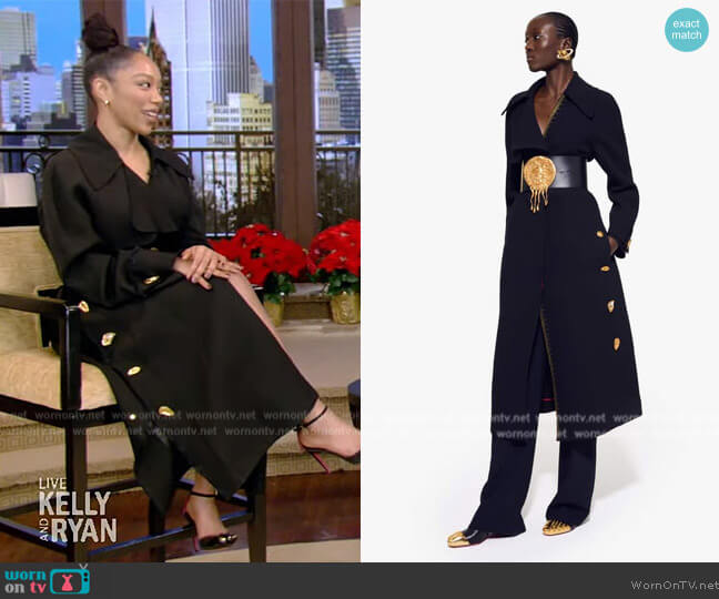 Schiaparelli Trench Coat worn by Naomi Ackie on Live with Kelly and Ryan