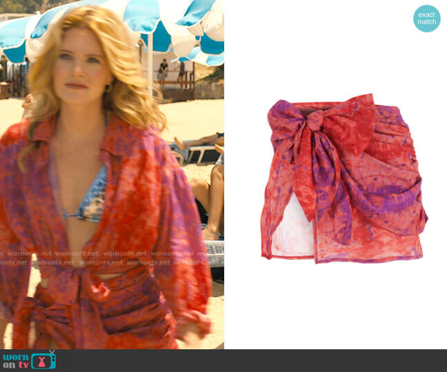 Selia Richwood Red Tie Dye Mini Beach Skirt worn by Daphne (Meghann Fahy) on The White Lotus