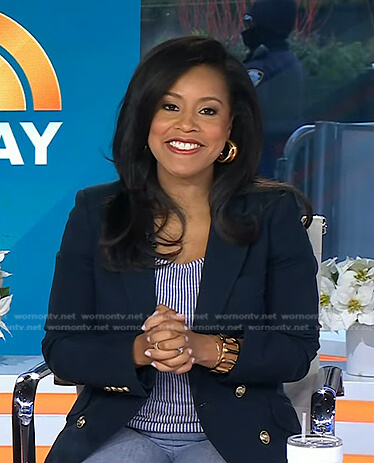 Sheinelle's navy double breasted blazer on Today