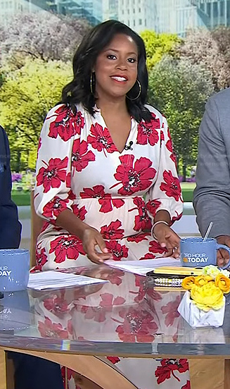 Sheinelle’s white and red floral print dress on Today